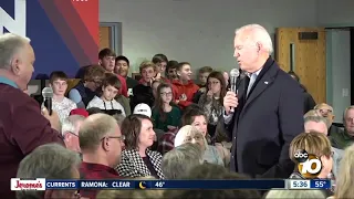 Biden exchanges words with voter at Iowa event
