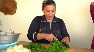 Sabzi Kovurma with Pilaf   Azerbaijani Cuisine   Life in the Village of a Young Family