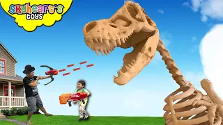 GIANT TREX SKELETON Escape! Skyheart Toys nerf war dinosaurs for kidd