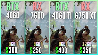 RTX 4060 vs RX 7600 vs RTX 4060 TI vs RX 6750 XT - Test in 12 Games