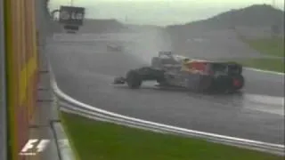 South Korea F1 GP 2010 Mark Webber + Nico Rosberg Big Crash In Rain South Korea