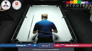 1/4 А. Лобода - М. Михайлов. 4 tour Russia Open 8-ball 2024. Кубок России по пулу 8. Мужчины