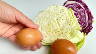 Simple cabbage and eggs recipe! It's so delicious! You can make it every morning! Healthy and quick