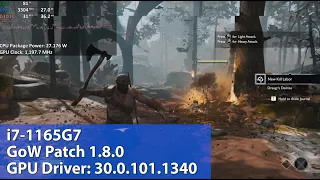 God Of War on Intel i7-1165G7 Xe GPU  - Gameplay Benchmark Test