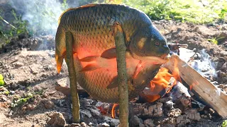 FISH CARP ON FIRE. MASGUF. FISH in Baghdad style. ENG SUB.