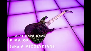 80's Hard Rock backing Track in D Major (A Mixolydian)
