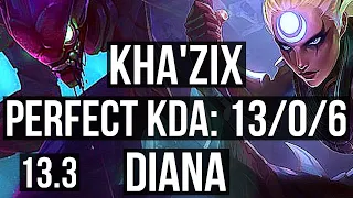 KHA'ZIX vs DIANA (JNG) | 13/0/6, Legendary, 1.1M mastery, 300+ games | EUW Master | 13.3