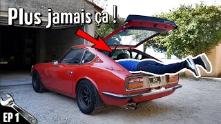 Obligé de monter par LE COFFRE ! - Tringleries de portes + rétroviseurs sur la DATSUN 240Z