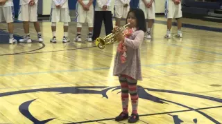 Trumpet Prodigy, Judy Dove Alleva, Age 7, Performs The Star Spangled Banner for Catoctin High School