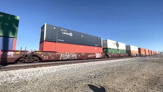 UP 8127 intermodal train going westbound to Long Beach with a horn show