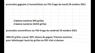 pronostics euromillions sur FDJ tirage du vendredi 29 octobre 2021