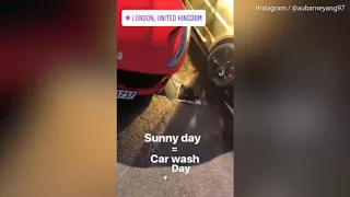 Arsenal new recruit Aubameyang shows off his car