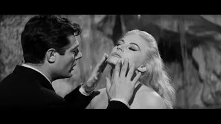 Movie Scene: Marcello Mastroianni Anita Ekberg in 🎬 La Dolce Vita (1960)🎥Director: Federico Fellini