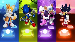 Tails Exe Sonic 🆚 Rouge Sonic 🆚 Dark Blue Sonic 🆚 Matel Blue Sonic | Sonic Tiles Hop EDM Rush