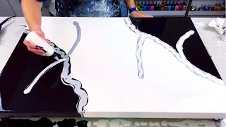 # 427 - BLACK ⚫️ & WHITE ⚪️ Gradient Pour! | Acrylic Pouring Painting | Abstract Art