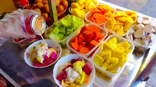 Creamy & Juicy! $1.25 Mixed Fruit Dessert That Served By A Young Lady - Cambodian Street Food