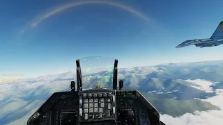 Blud sees an f-16 on his mirror, hits the panic button right after