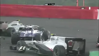 Rubens Barrichello crash into Fernando Alonso Belgian GP 2010