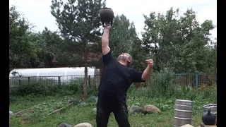 ГИРЯ 60 КГ!ЖИМОВОЕ КОМБО!НАПОПА!НА ЛАДОНИ!СТАНДАРТНО 60 KG KB PRESS COMBO!BUP!PALM PRESS!STANDARD PR