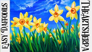 EASY Daffodil Flower painting for Beginners step by step Acrylic tutorial  | TheArtSherpa