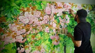 Крутая роспись стен.аэрография Цветы. Painting. airbrushing. Flowers