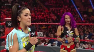WWE Raw 4/10/17 Sasha banks & Bayley get interuppted by Alexa and Mickie + Nia attacks