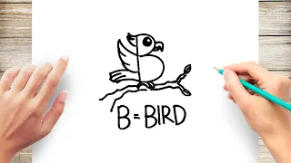 Alphabet Drawing - Letter B - Bird