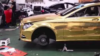 2013 Mercedes Benz CLS 550 Wrapped and Customized in GOLD CHROME BY DBX