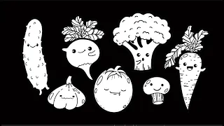 Vegetable Disco Party | Baby Sensory Fun Video | High Contrast Black & White animation | Hand Drawn