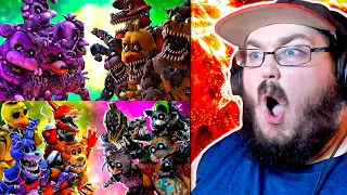 [SFM FNaF] Nightmare VR vs Toxic Animatronics & Ignited Security Breach vs Slasher FNAF REACTION!!!