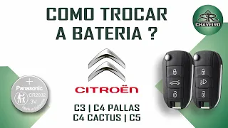 Como trocar bateria da chave canivete citroen C3, C4 Pallas/Cactus/Lounge C5