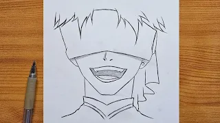 Easy Anime drawing : How to draw Anime Blind | Anime Boy laughing step by step | Easy for beginners