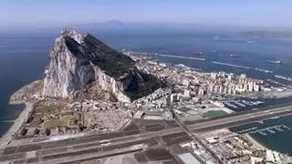 Takeoff from Gibraltar Airport easyJet aerial view SYED