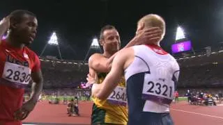 London 2012 Paralympics 100m T44 T43 Final Jonnie Peacock and Oscar Pistorius