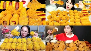 MUKBANGERS EATING THEIR BHC BBURINKLE CHICKEN😍CHICKEN ASMR MUKBANG🔥CHICKEN EATING ASMR🥵