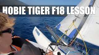 F18 Tiger catamaran lesson - On the course