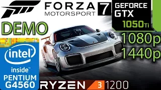 Forza Motorsport 7 DEMO - GTX 1050 ti - G4560 and Ryzen 3 1200 - 1080p - 1440p