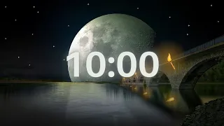 10 MINUTE TIMER - 10 MIN COUNTDOWN TIMER - Beethoven Moonlight Sonata with Evening & Water Sounds