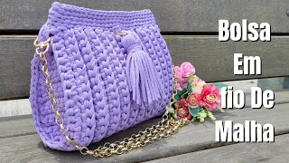 CROCHET BAG IN STRUCTURED KNITTED YEAR WITH TASSEL EASY TO MAKE