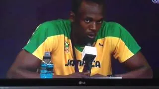 Usain bolt responding to Carl Lewis.