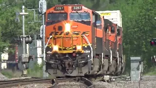 (HD, 60FPS) BNSF Intermodal train - Milledgeville Illinois