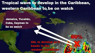 Developing Tropical wave (Invest 98L) heading to NW Caribbean: Jamaica, Cuba, Yucatán to be on watch