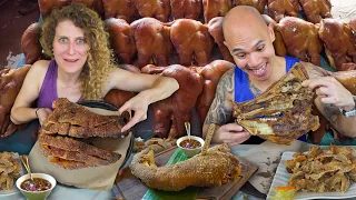 INSANE Street Food in Quezon City Philippines - CRISPY PATA & ULO PIG HEAD+ FILIPINO FOOD IN MANILA