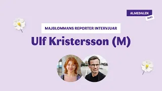 Ulf Kristersson (M) intervjuas av Majblommans reporter Maj Ingesson