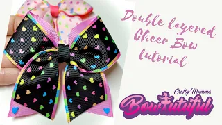 Cheer Bow Tutorial 4cm ribbon. How to make hair bows. DIY hair bows tutorial  🎀 laços de fita: