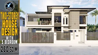 Two-Storey House Design with 5 Bedroom | 9.90x11.85m.