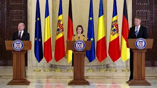 Declarațiile președinților Maia Sandu și Klaus Iohannis, și Cancelarul Germaniei, Olaf Scholz