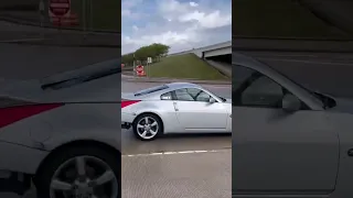 Nissan 350Z Drifting out of a Car Meet in the Rain