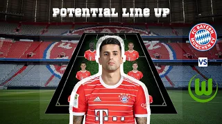 FC Bayern Munich potential lineup vs Wolfsburg with João Cancelo