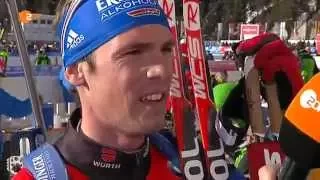 24.01.2015 Biathlon Antholz Verfolgung Schlussrunde von Simon Schempp + Interview